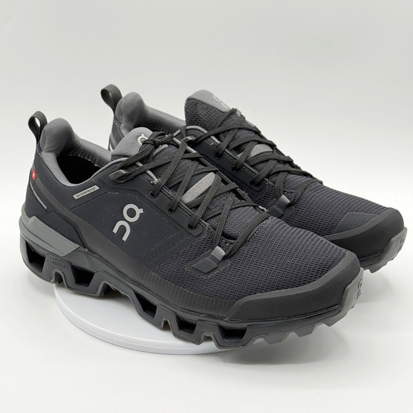 On Cloudwander Waterproof Black Size 10.5 Womens Running Trainer NEW